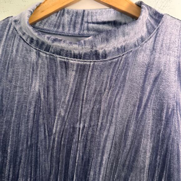 Anthropologie Pilcro Velveteen Mock-Neck Top Slate Blue Womens Sz M Velvet - Picture 3 of 10